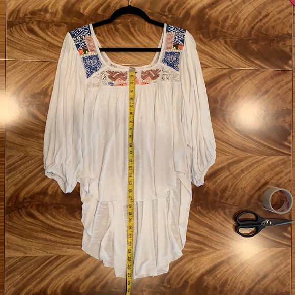 Free People Size M (US) Hand Embroidered Lace and Stretch Jersey Blouse - Picture 11 of 14